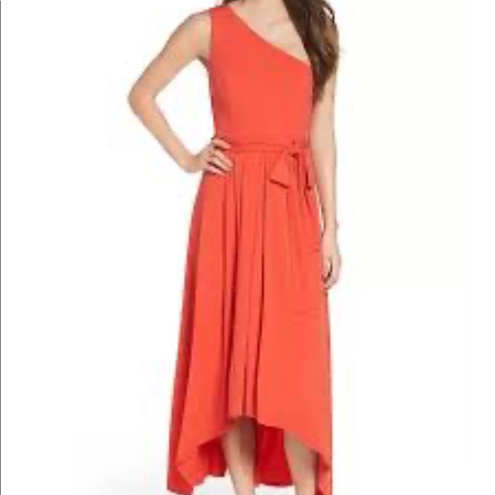 Orange one shoulder dress